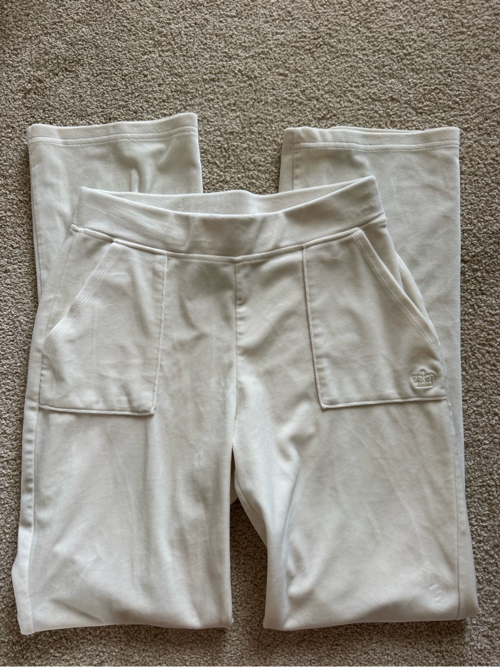Vintage y2k Juicy Couture Cream Wide-Leg Pull-On Track Pants